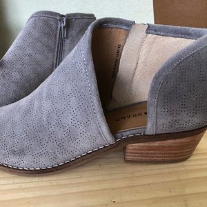 Grey suede ankle high booties